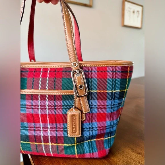 Vintage Coach Wool Tartan Plaid Mini Tote Bag  Y2K 2003 - Picture 3 of 15